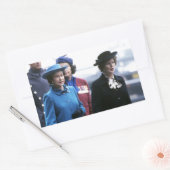 HM Queen Elizabeth II-Margaret Thatcher Rechthoekige Sticker (Envelop)