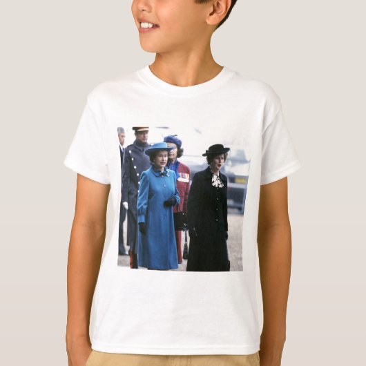 HM Queen Elizabeth II-Margaret Thatcher T-shirt (Voorkant)