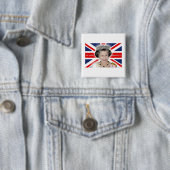 HM Queen Elizabeth II - Pro foto Vierkante Button 5,1 Cm (In situ)