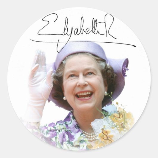 HM Queen Elizabeth II Ronde Sticker (Voorkant)