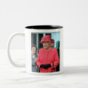 HM Queen Elizabeth II Warrington 2012 Professional Tweekleurige Koffiemok