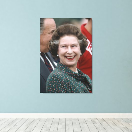 HM Queen Elizabeth II Windsor 1986 Canvas Afdruk (Insitu (Houten vloer))