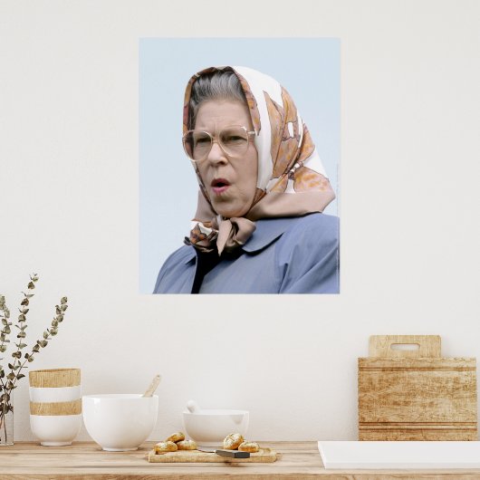 HM Queen Elizabeth II Windsor 1990 Poster (Keuken)