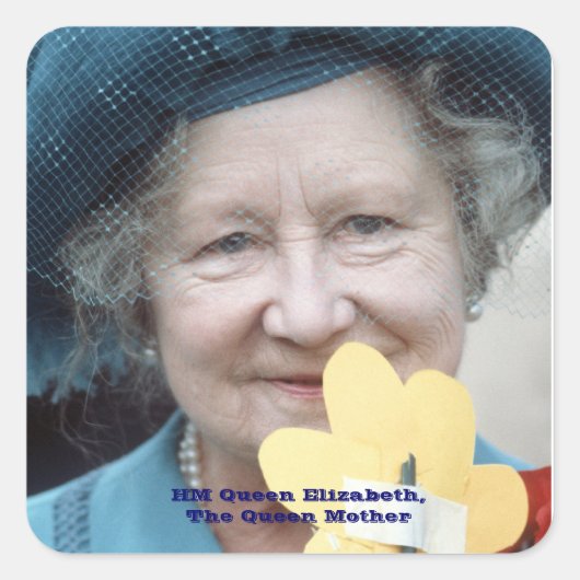 HM Queen Elizabeth, The Queen Moeder 1984 Vierkante Sticker (Voorkant)
