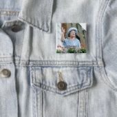 HM Queen Elizabeth, The Queen Moeder 1985 Vierkante Button 5,1 Cm (In situ)