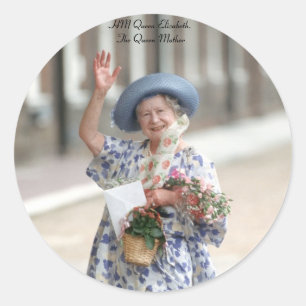 HM Queen Elizabeth The Queen-Moeder 1988 Ronde Sticker