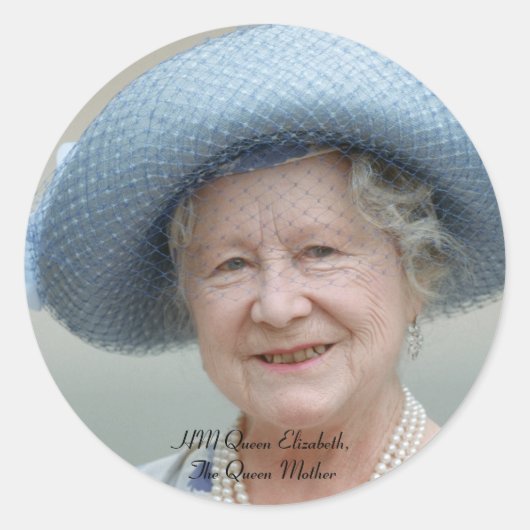 HM Queen Elizabeth, The Queen Moeder 1988 Ronde Sticker (Voorkant)