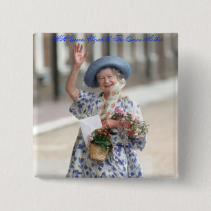 HM Queen Elizabeth The Queen-Moeder 1988 Vierkante Button 5,1 Cm