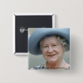 HM Queen Elizabeth, The Queen Moeder 1988 Vierkante Button 5,1 Cm (Voorkant /achterkant)