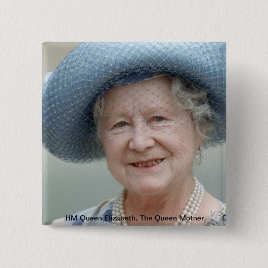 HM Queen Elizabeth, The Queen Moeder 1988 Vierkante Button 5,1 Cm (Voorkant)