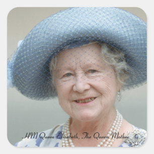 HM Queen Elizabeth, The Queen Moeder 1988 Vierkante Sticker