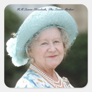 HM Queen Elizabeth, The Queen Moeder Berlin 1987 Vierkante Sticker