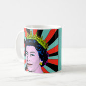 HM Queen Pop Art Modern Platinum Jubilee Koffiemok (Voorkant links)