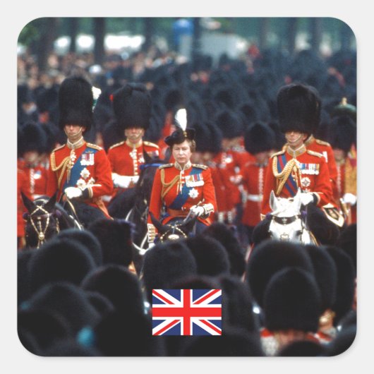 HM The Queen Elizabeth II Prince Philip London Vierkante Sticker (Voorkant)