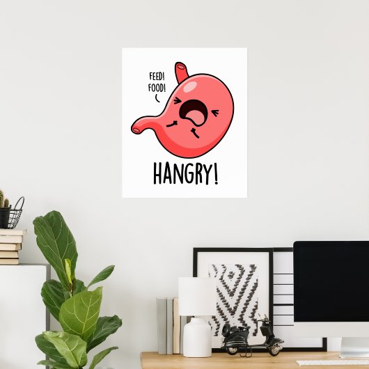 Hmad Funny Hungry Angry Stomach Pun Poster (Thuiskantoor)