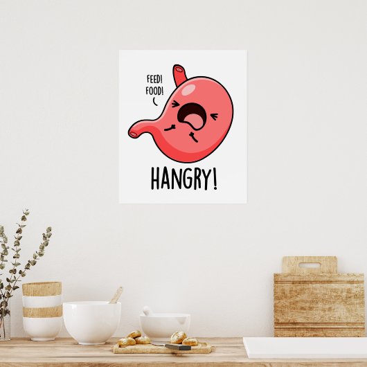 Hmad Funny Hungry Angry Stomach Pun Poster (Keuken)