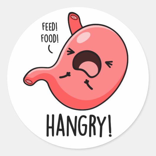 Hmad Funny Hungry Angry Stomach Pun Ronde Sticker (Voorkant)