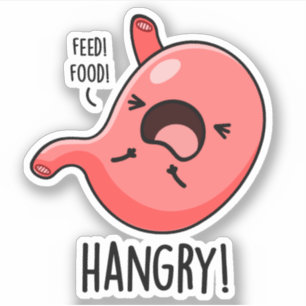 Hmad Funny Hungry Angry Stomach Pun Sticker