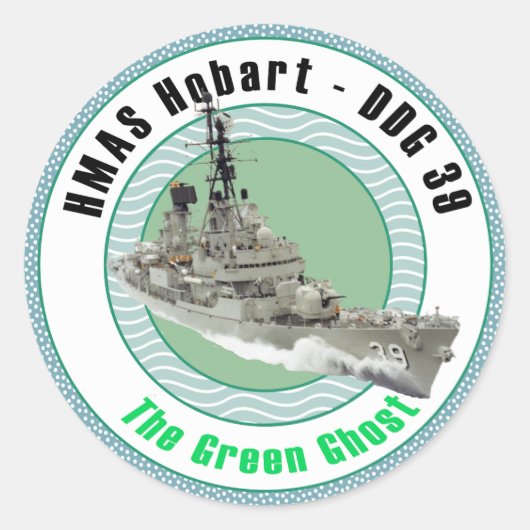 HMAS Hobart DDG 39 Ronde Sticker (Voorkant)