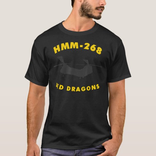HMM-268 Red Dragons Helikopter Squadron CH-46 Zee T-shirt (Voorkant)