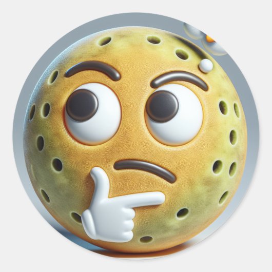Hmm…– Denkende Pickleball Emoji Sticker (Voorkant)