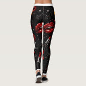 Hmmm Red Lipstick Gothic Glam Halloween Leggings (Achterkant)