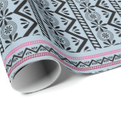 Hmong floral in blauw cadeaupapier (Rol Hoek)