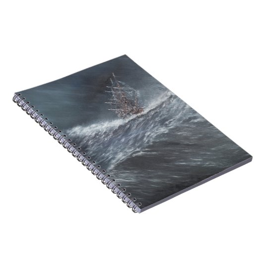 HMS Beagle in een storm voor Kaaphorn Notitieboek (Rechterzijde)