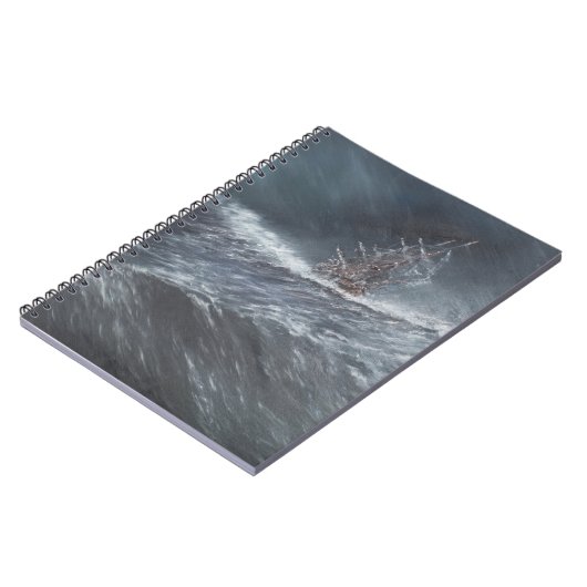 HMS Beagle in een storm voor Kaaphorn Notitieboek (Linkerzijde)