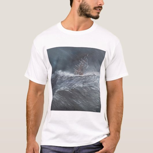 HMS Beagle in een storm voor Kaaphorn T-shirt (Voorkant)
