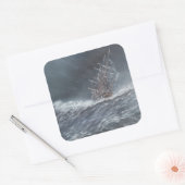 HMS Beagle in een storm voor Kaaphorn Vierkante Sticker (Envelop)