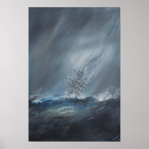 HMS Beagle in Storm voor de kust van Kaapverdië,  Poster