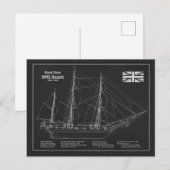 HMS Beagle Tall Ship - Blauwdruk van het schip Briefkaart (Voorkant / Achterkant)