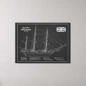HMS Beagle Tall Ship - Blauwdruk van het schip Canvas Afdruk (Voorkant)