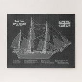 HMS Beagle Tall Ship - Blauwdruk van het schip Legpuzzel (Horizontaal)