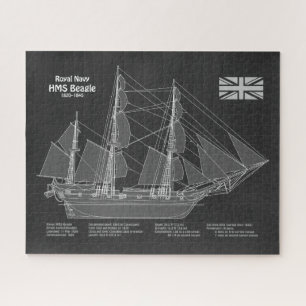 HMS Beagle Tall Ship - Blauwdruk van het schip Legpuzzel