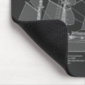 HMS Beagle Tall Ship - Blauwdruk van het schip Muismat (Hoek)