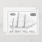 HMS Beagle Tall Ship - Blauwdruk voor schepen Briefkaart (Voorkant / Achterkant)