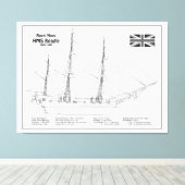 HMS Beagle Tall Ship - Blauwdruk voor schepen Canvas Afdruk (Insitu (Houten vloer))