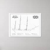 HMS Beagle Tall Ship - Blauwdruk voor schepen Canvas Afdruk (Voorkant)