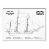 HMS Beagle Tall Ship - Blauwdruk voor schepen Foto Afdruk (Voorkant)