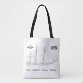 HMS Beagle Tall Ship - Blauwdruk voor schepen Tote Bag (Voorkant)