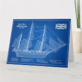 HMS Beagle Tall Ship - Scheepsblauwdruk ABD Bedankkaart (Voorkant)