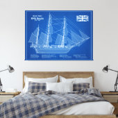 HMS Beagle Tall Ship - Scheepsblauwdruk ABD Canvas Afdruk (Insitu (Slaapkamer))