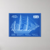 HMS Beagle Tall Ship - Scheepsblauwdruk ABD Canvas Afdruk (Voorkant)