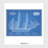 HMS Beagle Tall Ship - Scheepsblauwdruk ABD Sticker (Vel)