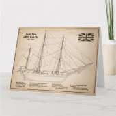 HMS Beagle Tall Ship - Scheepsblauwdruk SD Bedankkaart (Voorkant)