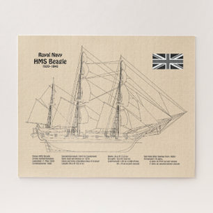 HMS Beagle Tall Ship - Scheepsblauwdruk SD Legpuzzel