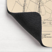 HMS Beagle Tall Ship - Scheepsblauwdruk SD Muismat (Hoek)