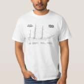 HMS Beagle Tall Ship - Scheepsblauwdruk SD T-shirt (Voorkant)